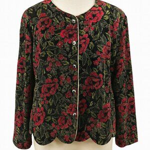 VINTAGE R & K Evenings Jacket Coat Dressy Fancy 90s Velvet Floral Print 22W